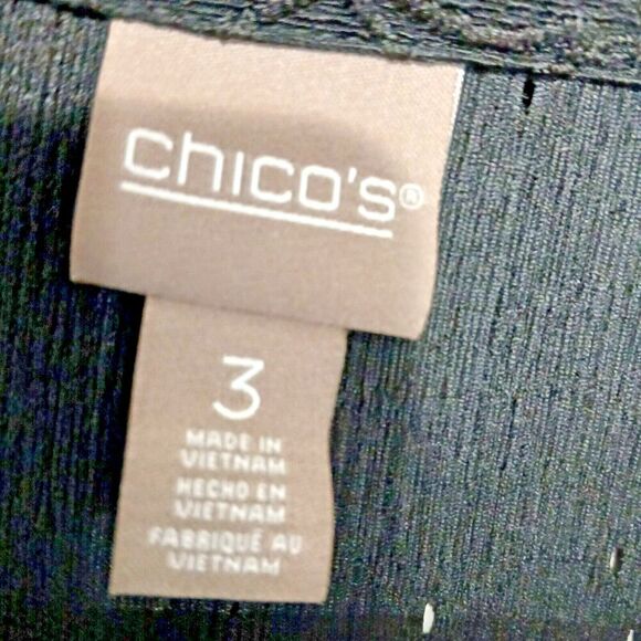 Chico's Black Blouse Size 3 with Long Roll up Sleeves. Button up in Front. - Picture 2 of 10
